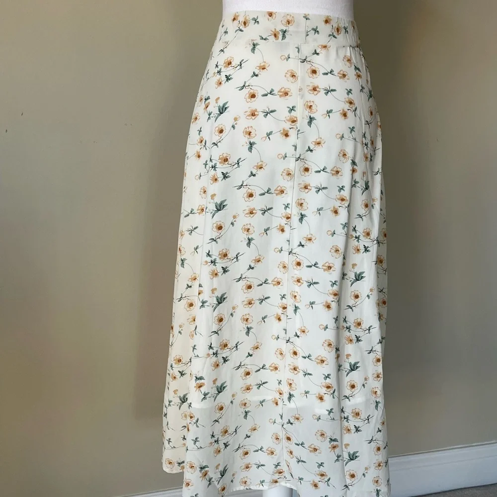 DAZY Allover Floral Print High Waist Lined Maxi Skirt, Ruffle Fall EUC Size 4